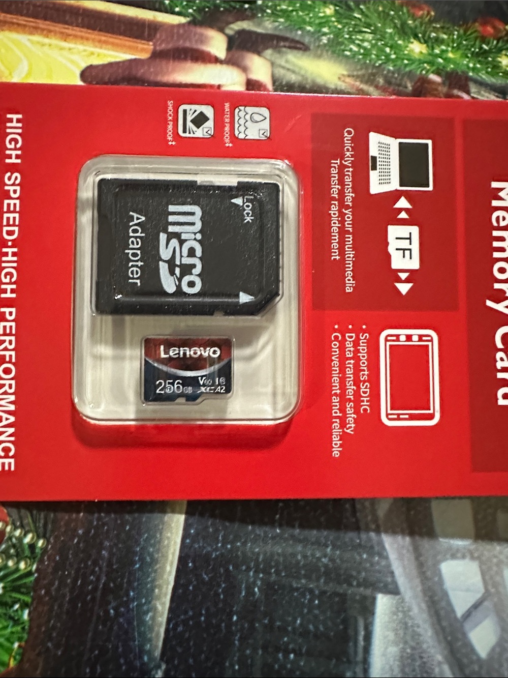 Lenovo 256GB microSD Card with Adapter - Black on Red Pack